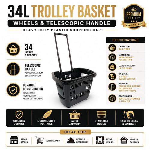 34l schwarz trolley korb - trolley,